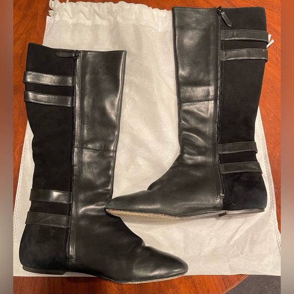 COLE HAAN MARIA SHARAPOVA TALL FLAT ZIPPER BOOTS IN BLACK SIZE 8B - Picture 1 of 8